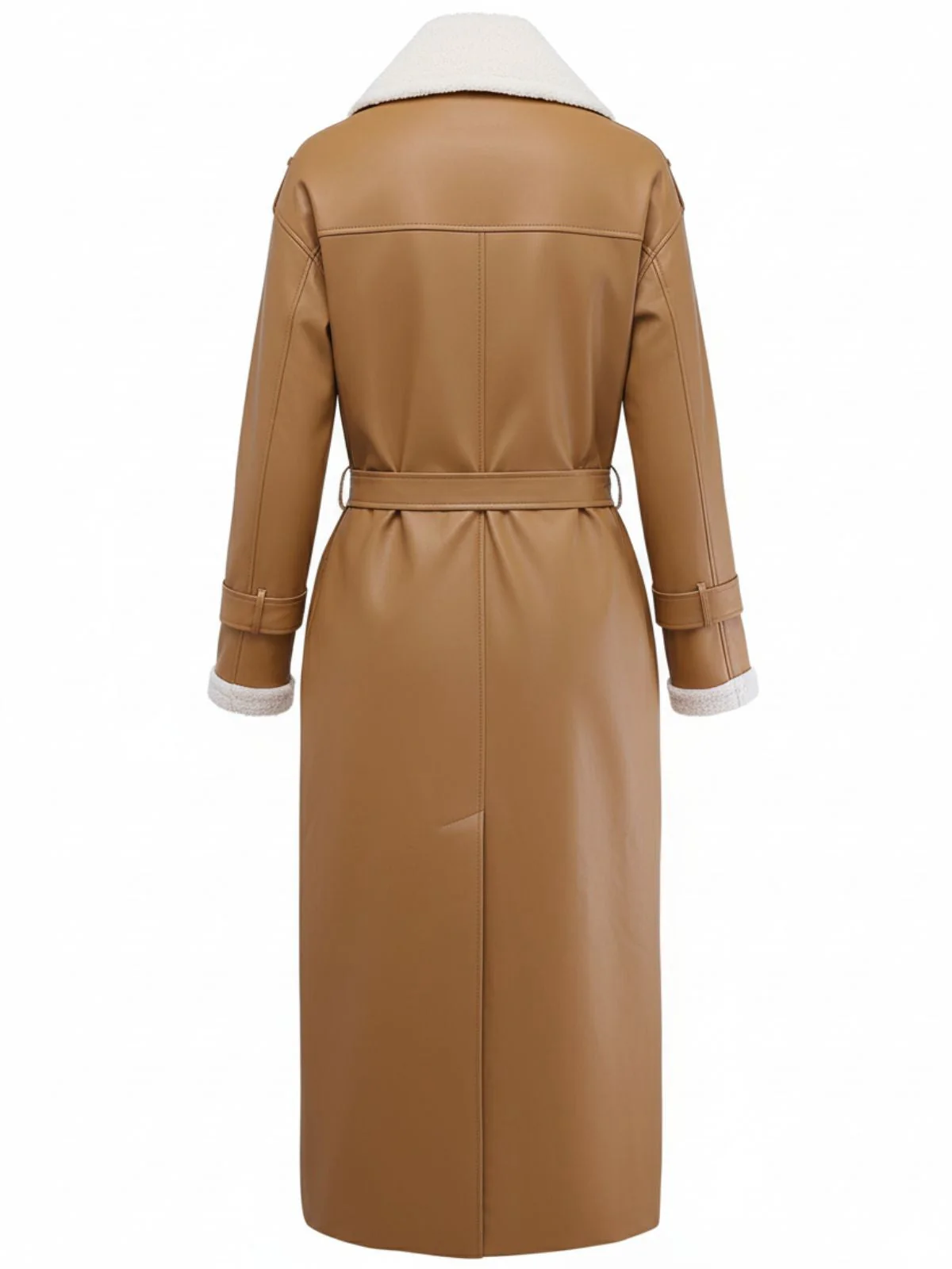 Manteau long à revers en fausse polaire sherpa contrastée des années 1940 - Image 5