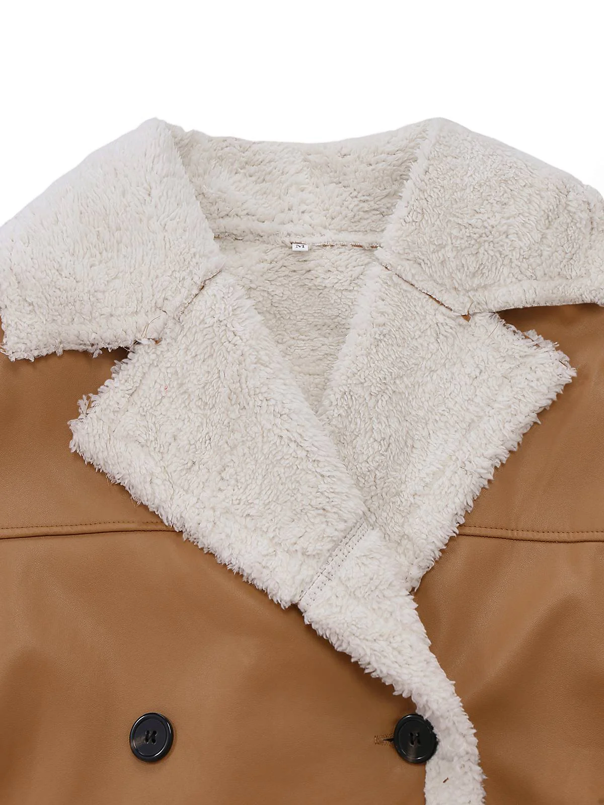 Manteau long à revers en fausse polaire sherpa contrastée des années 1940 - Image 6
