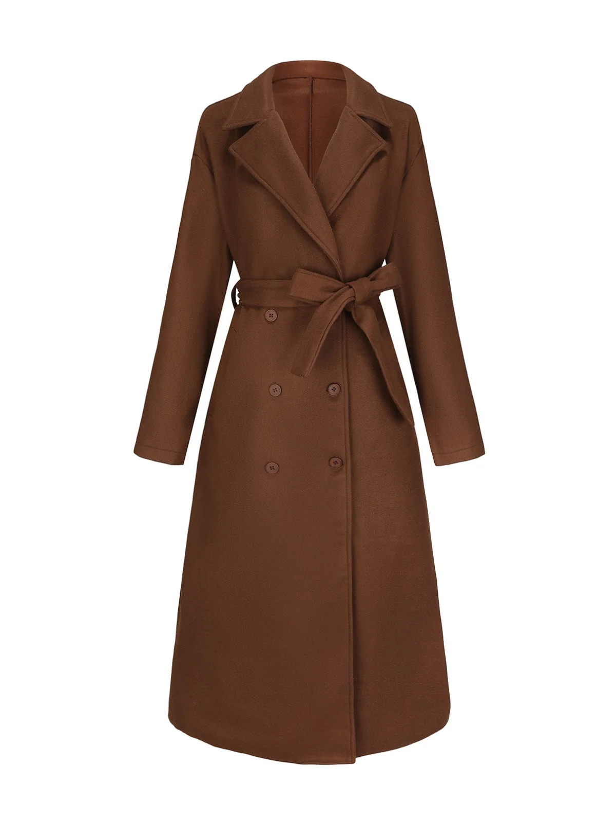 Manteau long marron en fausse laine col cranté des années 1930 - Image 2