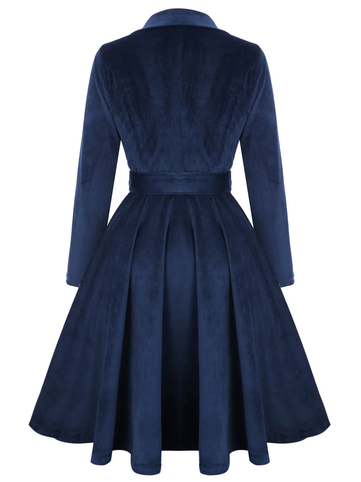 Manteau Long Velours Bleu Marine Années 1950 - Image 4