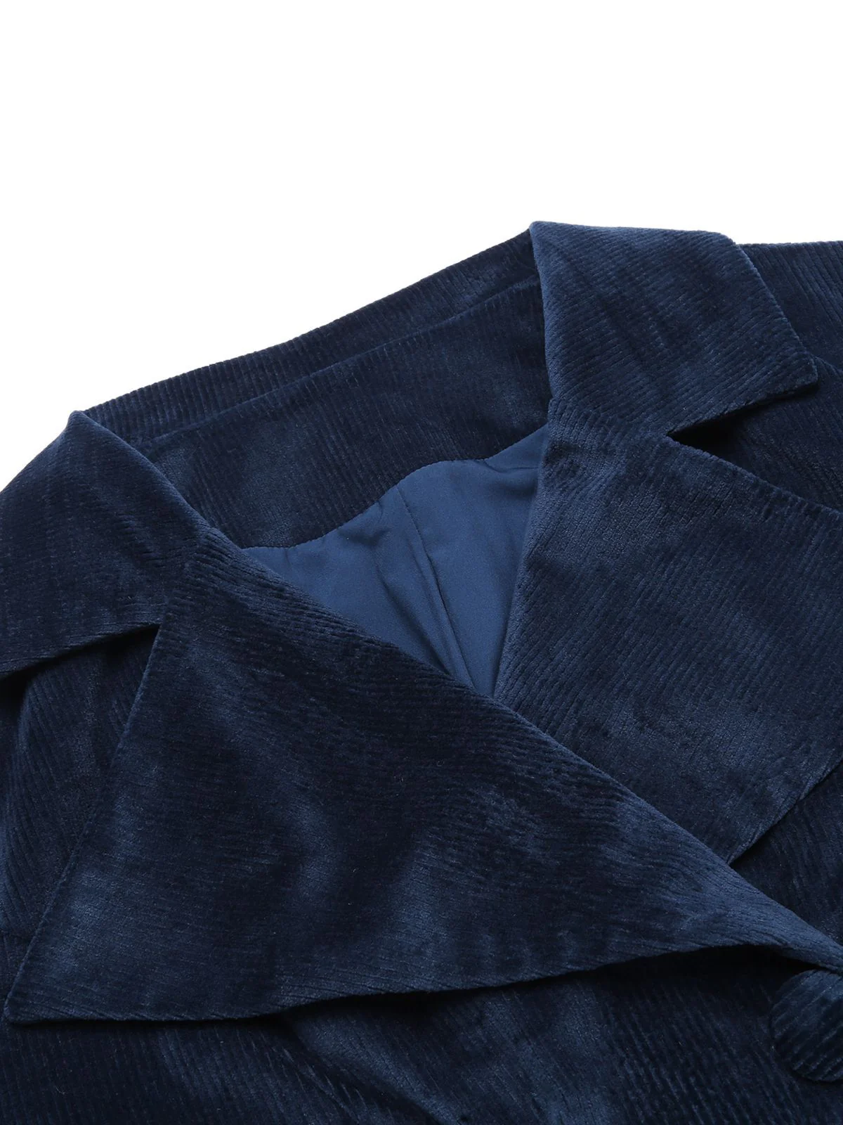 Manteau Long Velours Bleu Marine Années 1950 - Image 5
