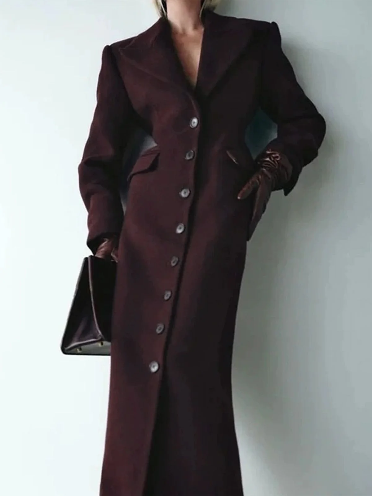 Manteau longue gris à boutons col revers unis des années 1930 - Image 11