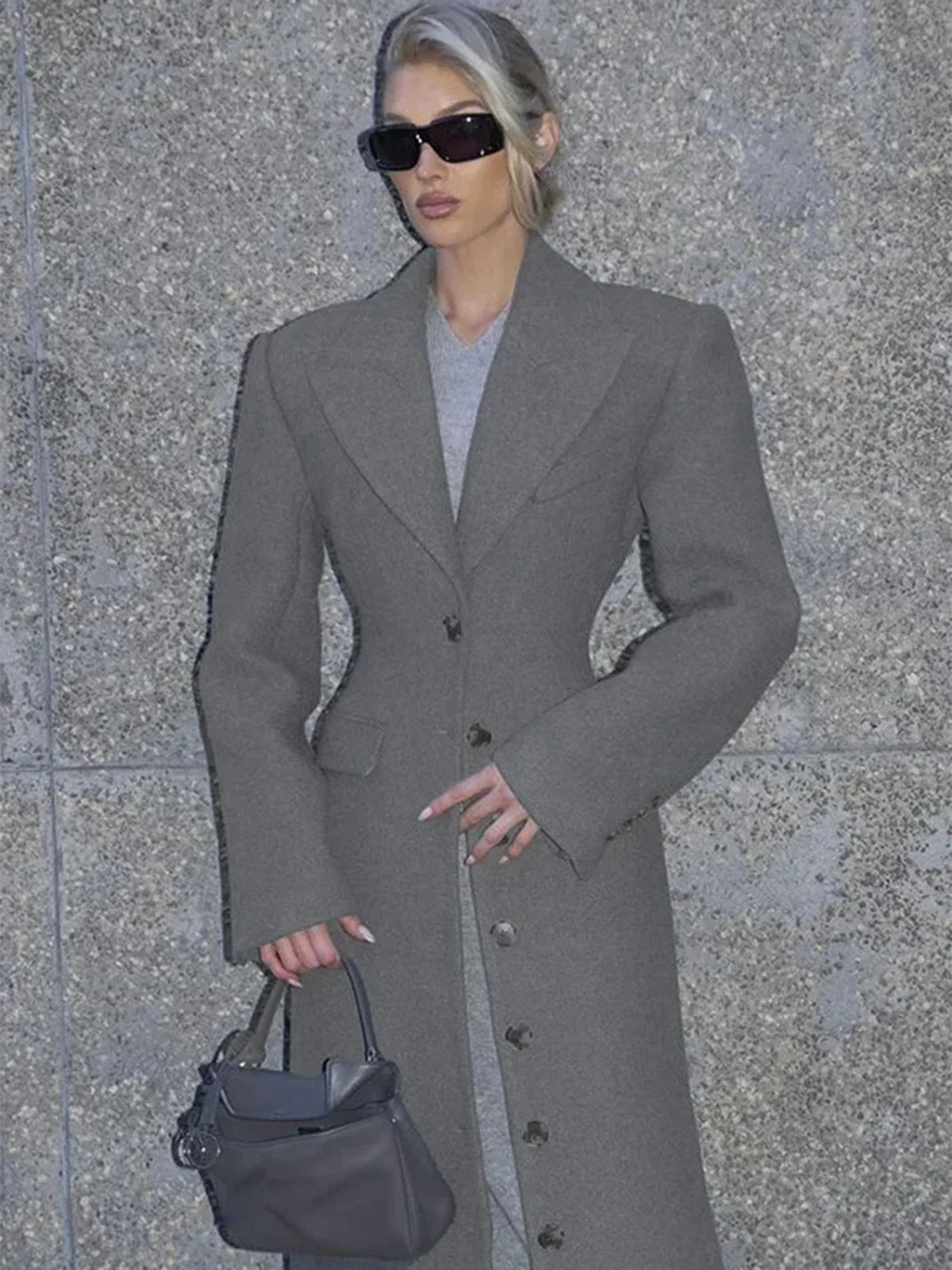 Manteau longue gris à boutons col revers unis des années 1930 - Image 3