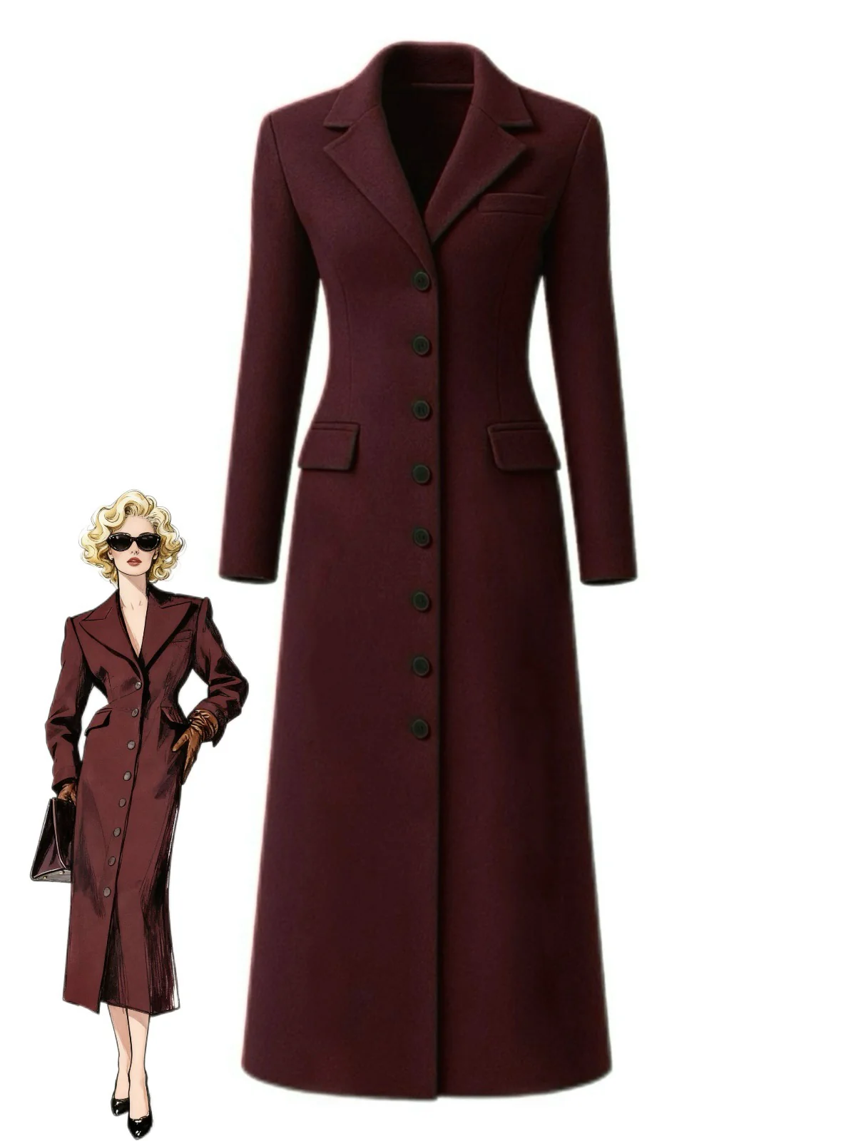 Manteau longue gris à boutons col revers unis des années 1930 - Image 9