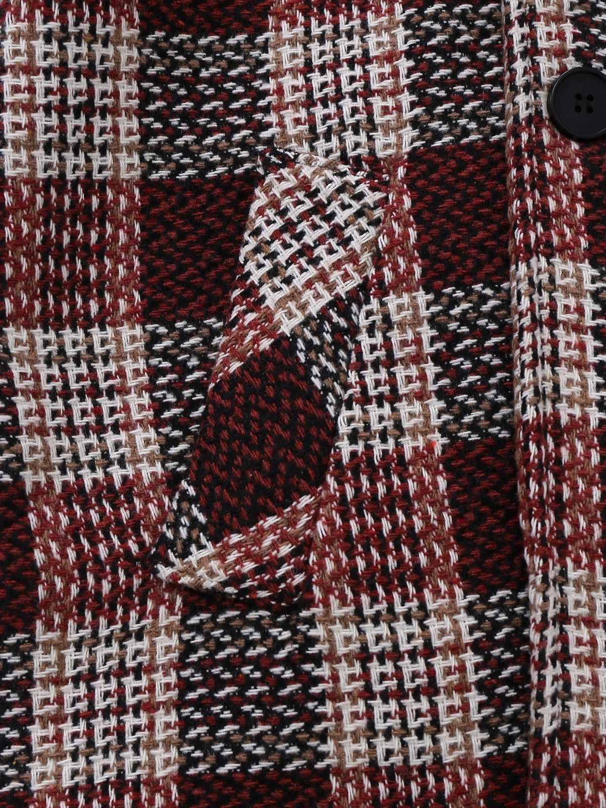Manteau rouge à carreaux en tweed col montant des années 1950 - Image 4