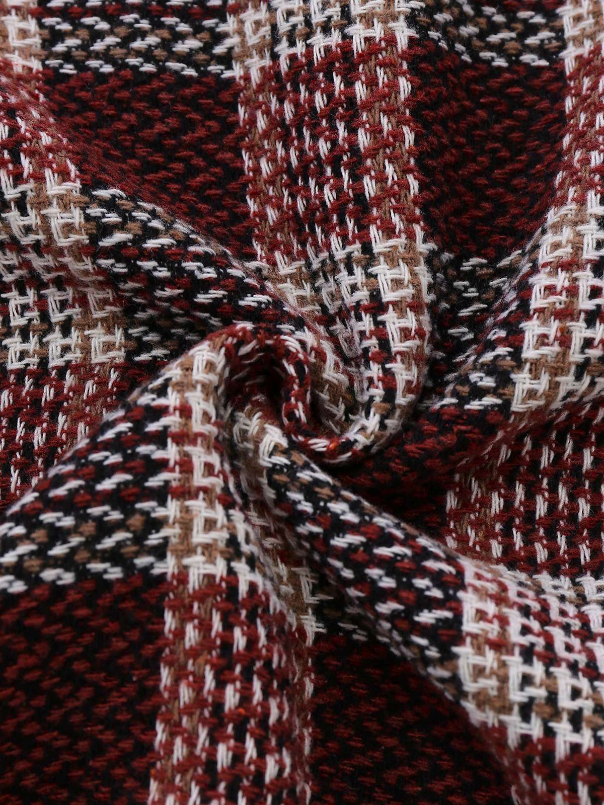 Manteau rouge à carreaux en tweed col montant des années 1950 - Image 5