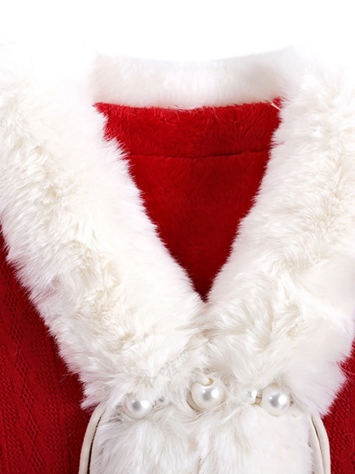 Manteau tricoté avec bordure en fourrure perlée de Noël des années 1950 - Image 2