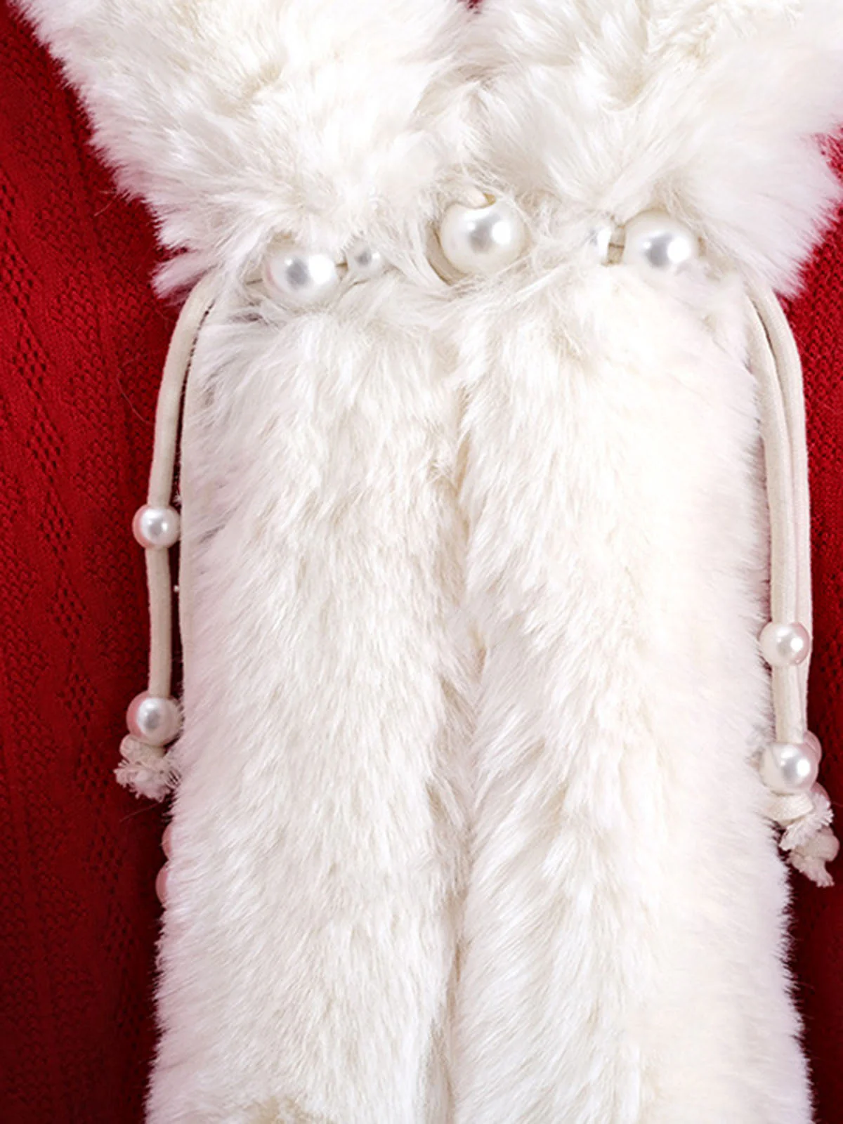 Manteau tricoté avec bordure en fourrure perlée de Noël des années 1950 - Image 3