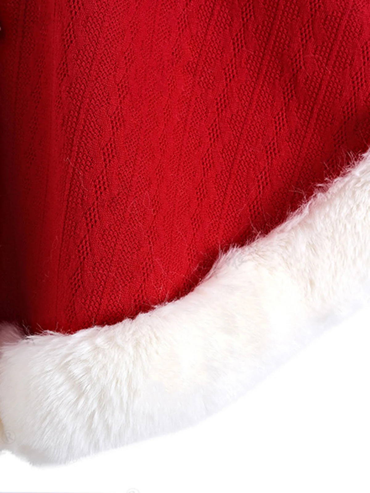 Manteau tricoté avec bordure en fourrure perlée de Noël des années 1950 - Image 4