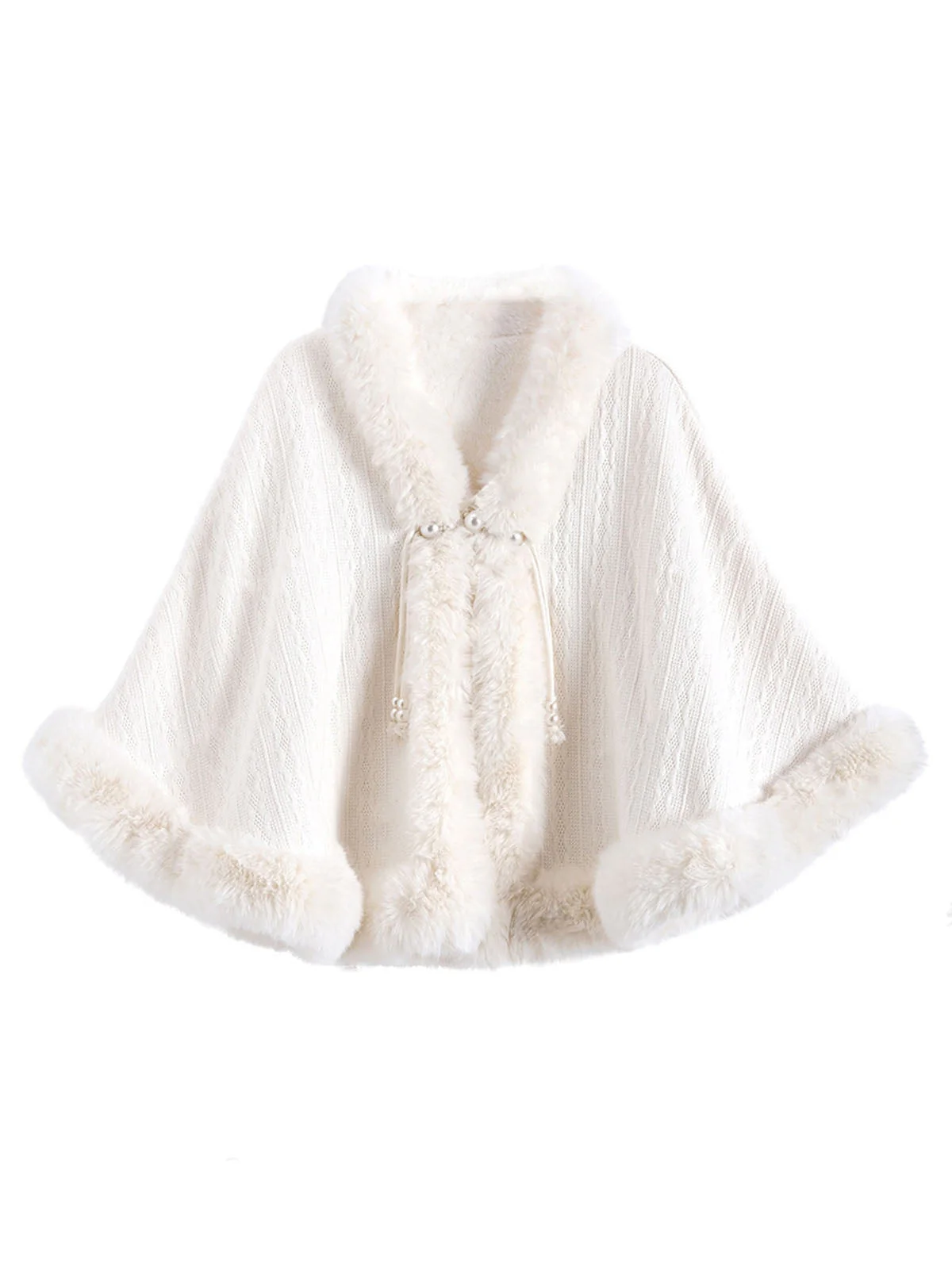 Manteau tricoté avec bordure en fourrure perlée de Noël des années 1950 - Image 5