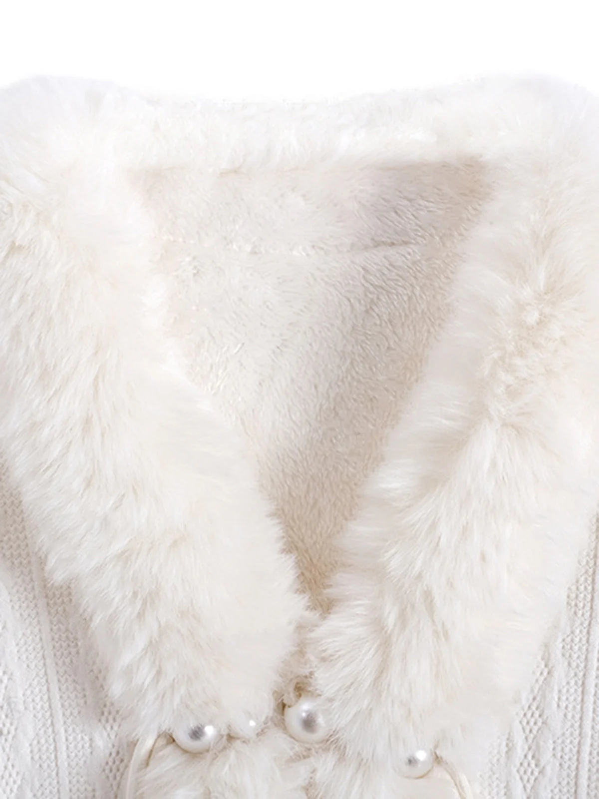 Manteau tricoté avec bordure en fourrure perlée de Noël des années 1950 - Image 6