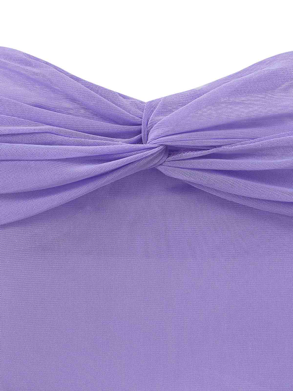Mini-robe babydoll bustier résille lilas foulard années 70 - Image 7