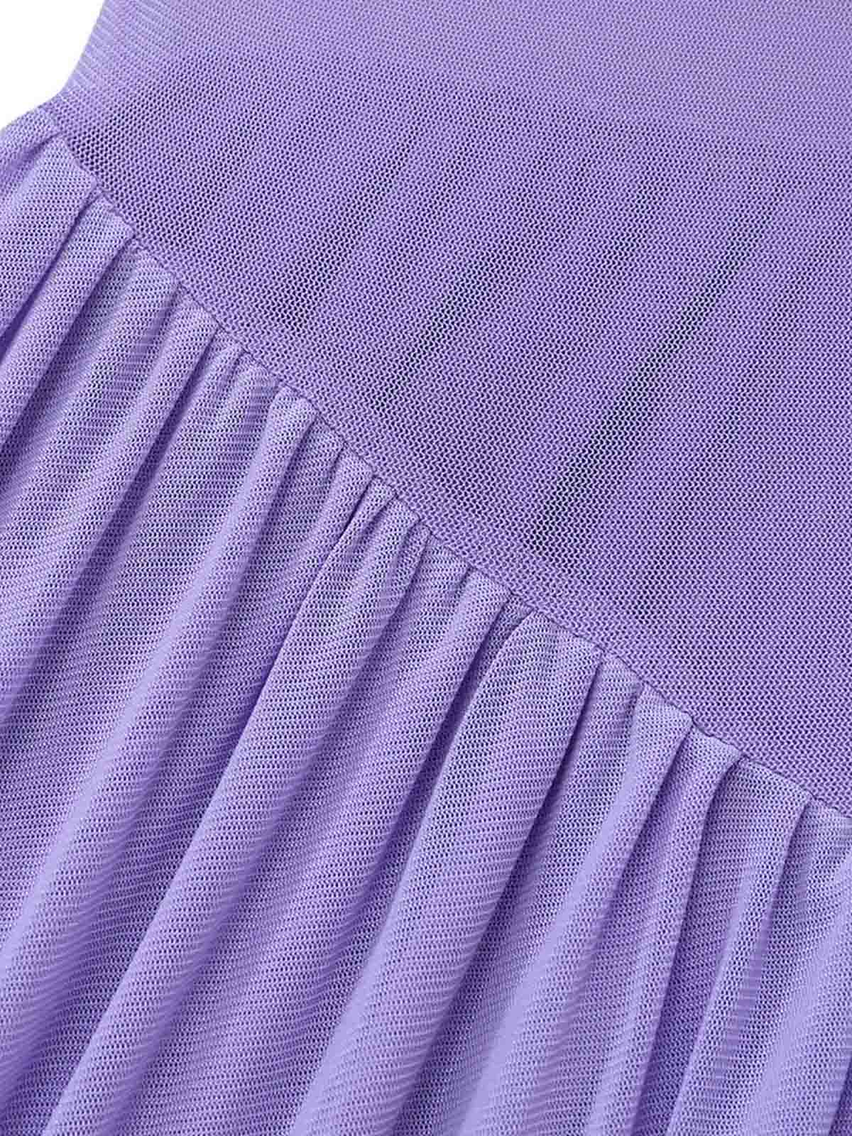 Mini-robe babydoll bustier résille lilas foulard années 70 - Image 8