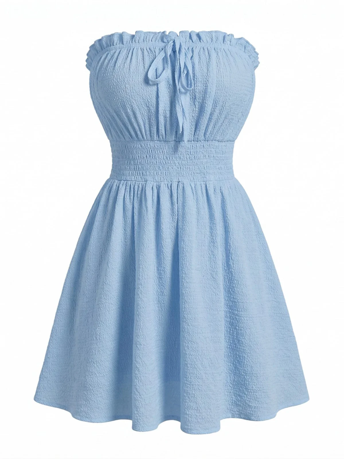 Mini-robe bustier unie bleue années 1940 - Image 2