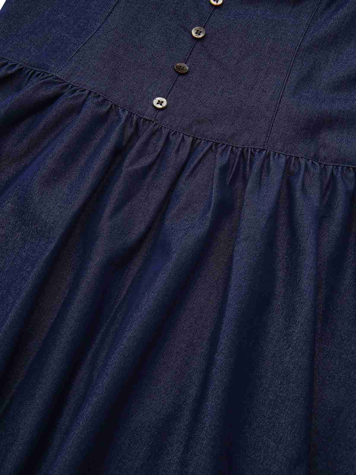 Mini-robe froncée bleue à bretelles spaghetti années 1960 - Image 8