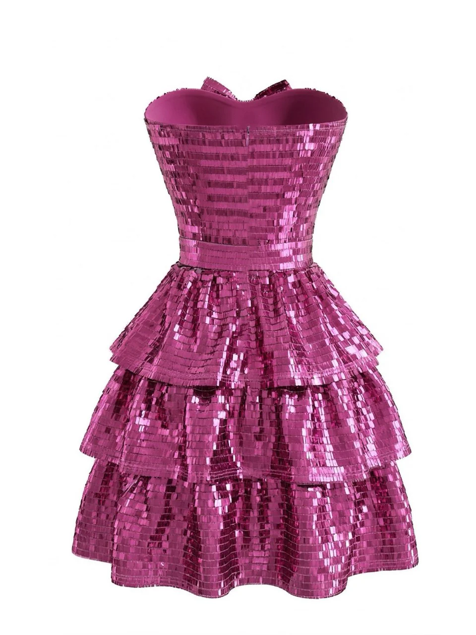 Mini Robe Fuchsie Bustier à Sequins Années 1960 - Image 2
