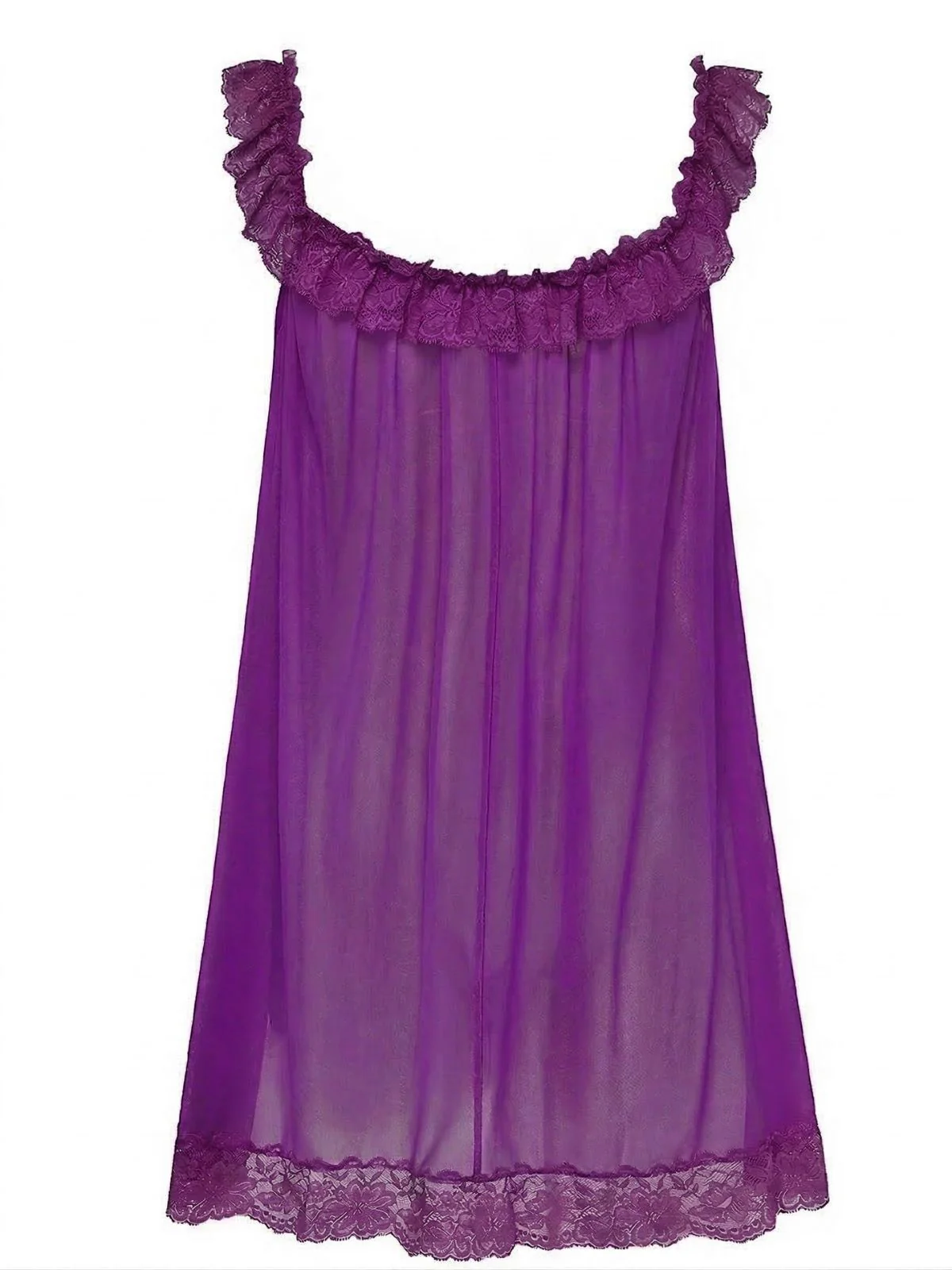 Nuisette babydoll en tulle transparent ornée de dentelle et de nœuds années 1950 - Image 11