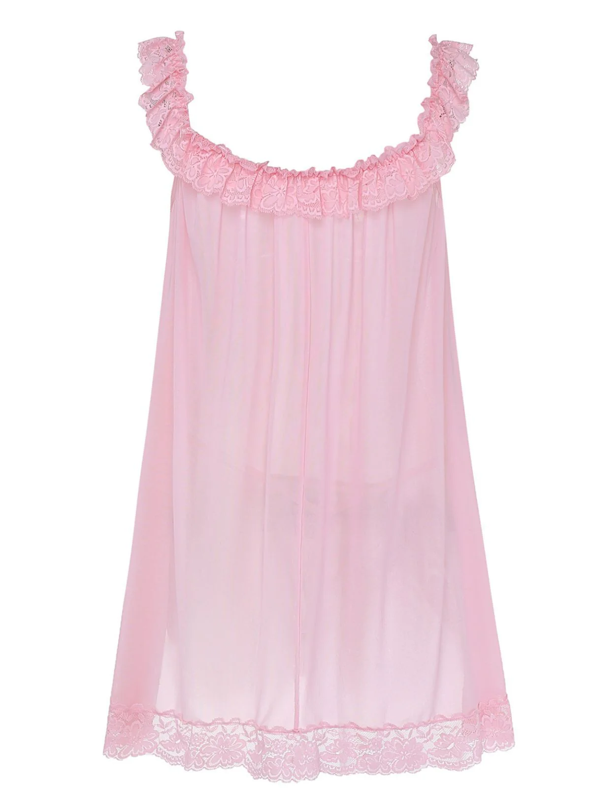 Nuisette babydoll en tulle transparent ornée de dentelle et de nœuds années 1950 - Image 2