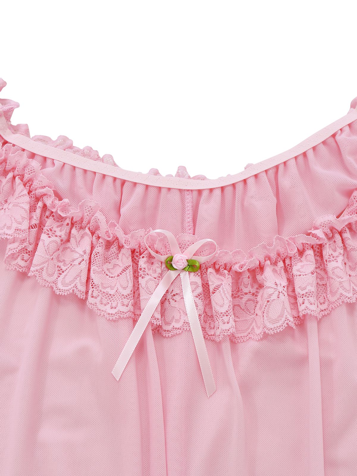Nuisette babydoll en tulle transparent ornée de dentelle et de nœuds années 1950 - Image 4