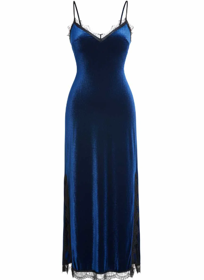 Nuisette en velours et dentelle des années 1960