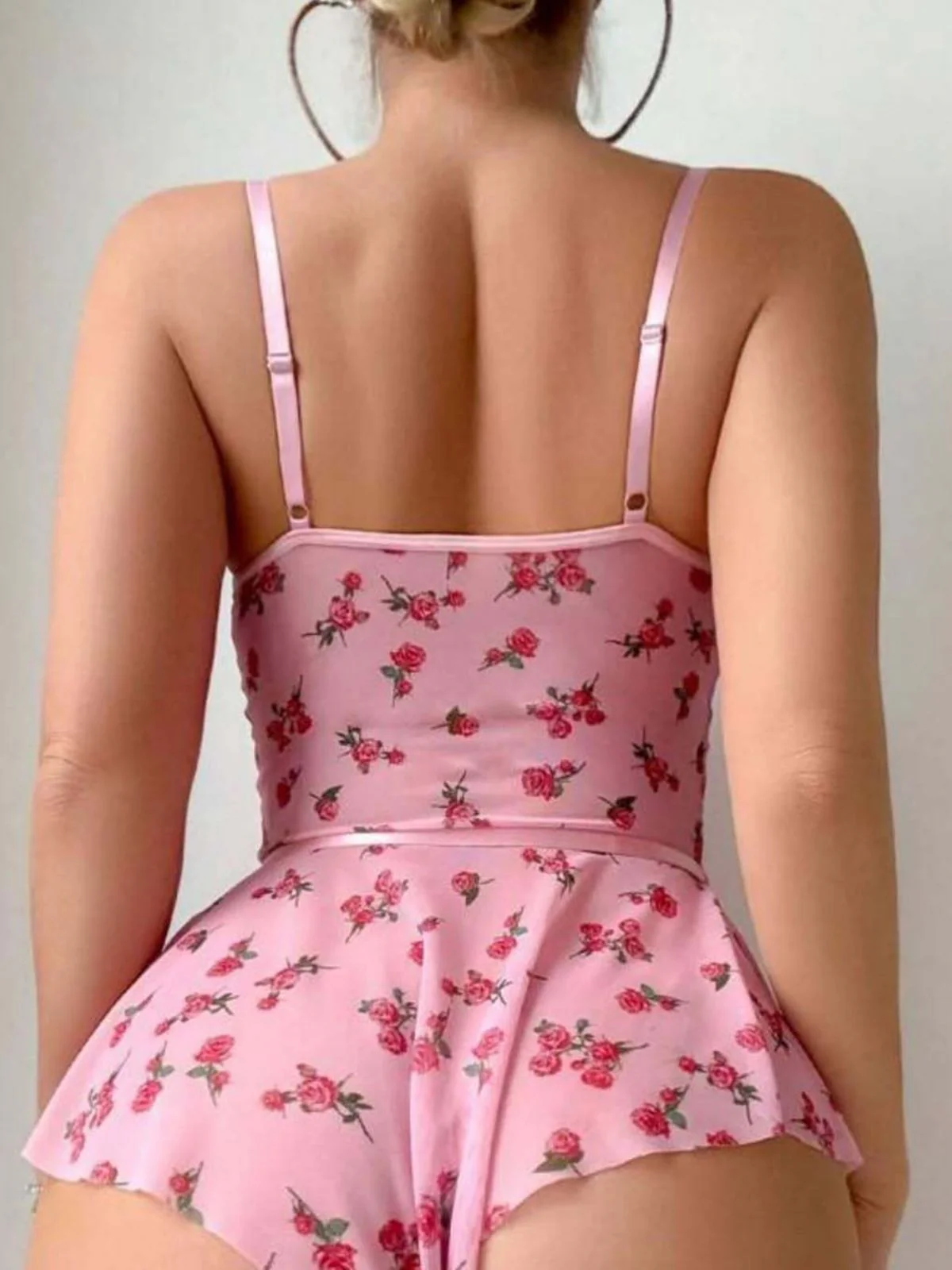 Nuisette rose à nœud en dentelle et roses années 1930 - Image 7