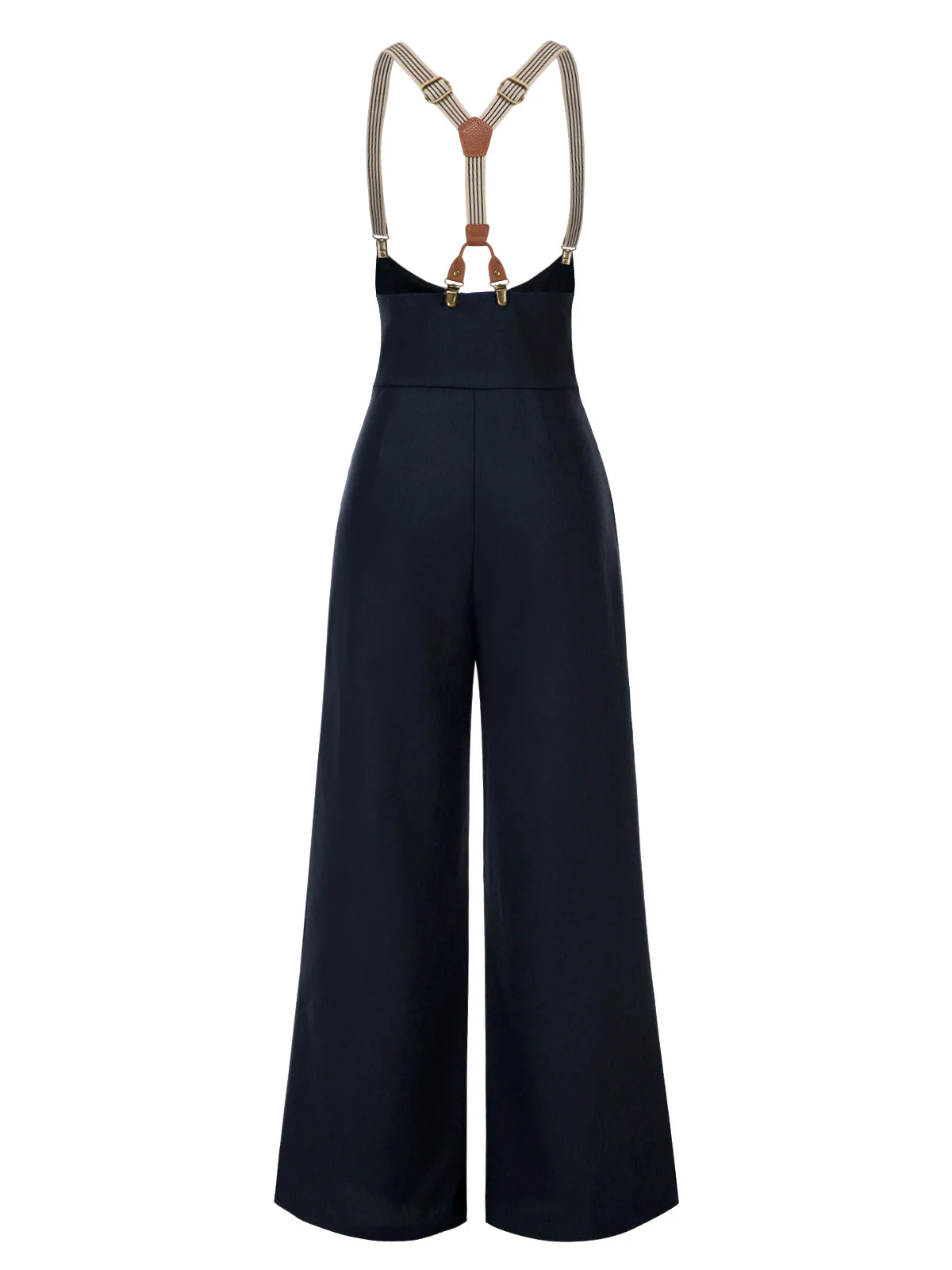Pantalon à bretelles bleu foncé à bretelles boutonné années 1950 - Image 3