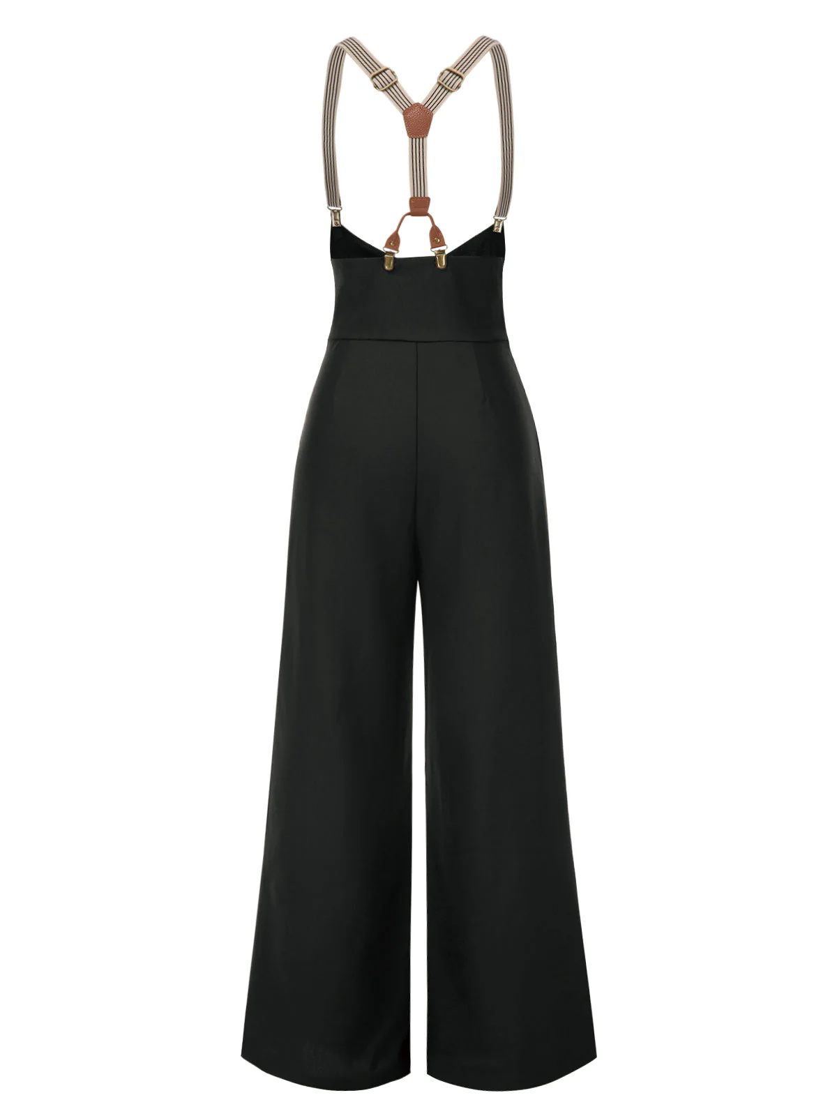 Pantalon à bretelles noire à bretelles boutonné années 1950 - Image 2
