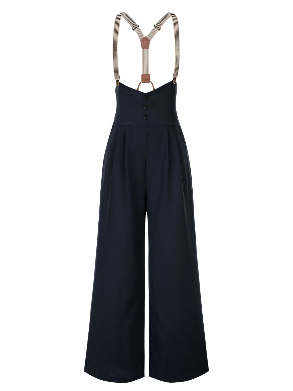 Pantalon à bretelles noire à bretelles boutonné années 1950 - Image 3