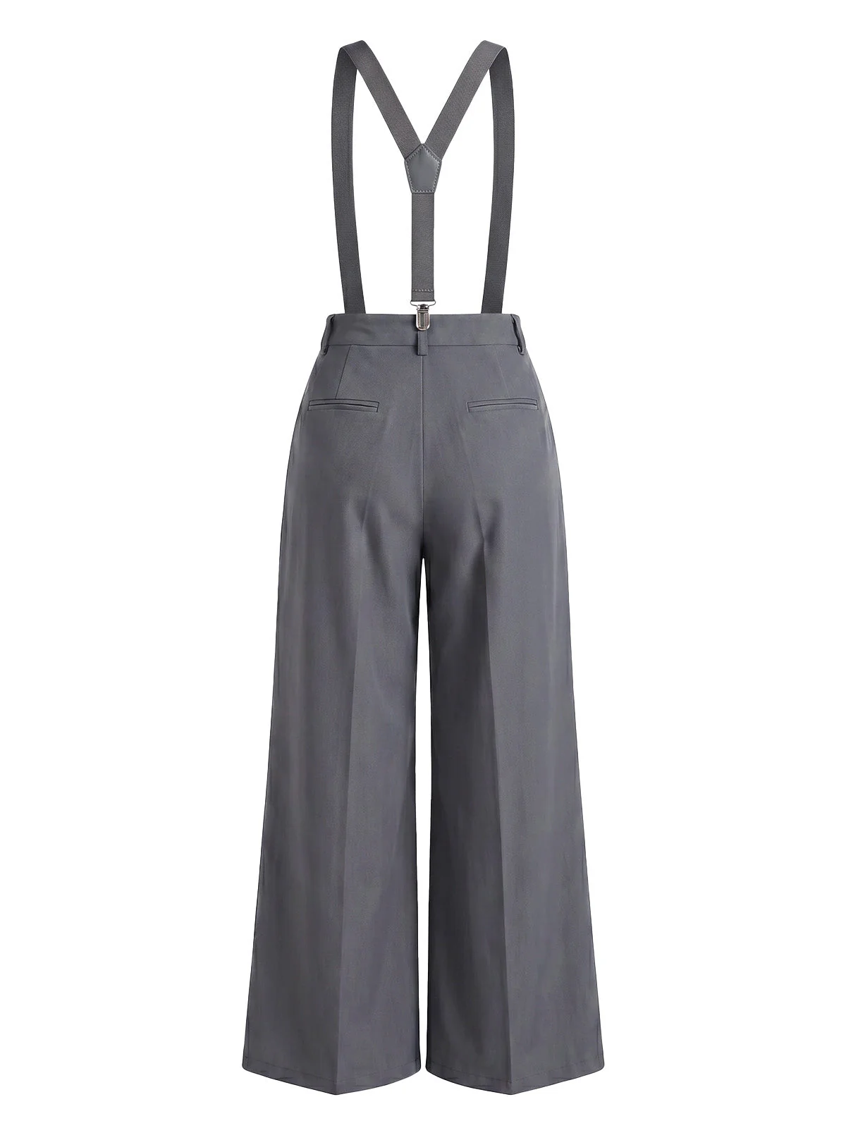 Pantalon gris taille haute plis et bretelles années 60 - Image 12