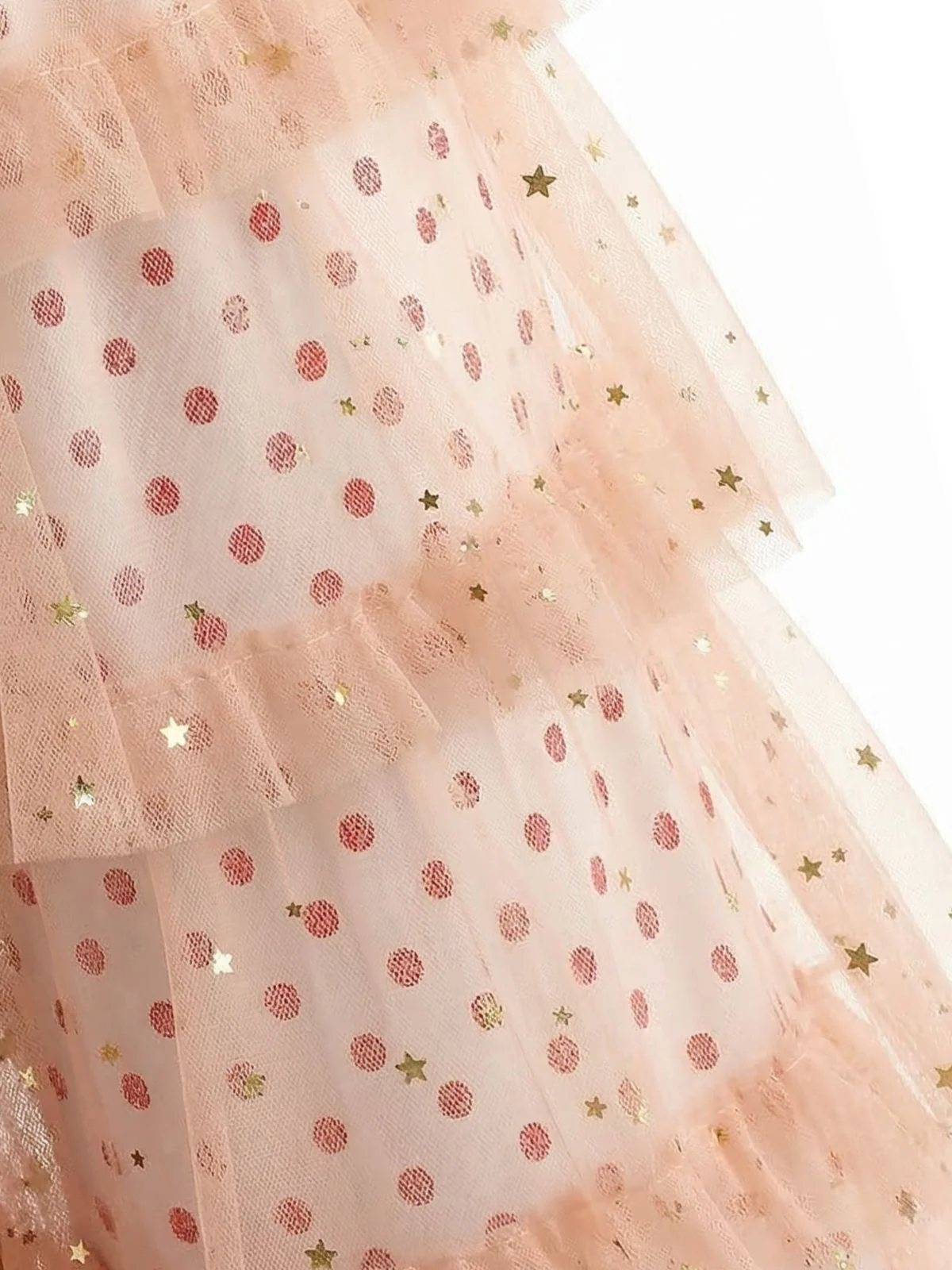 Pantalon rose pois tulle volants superposés années 70 - Image 4