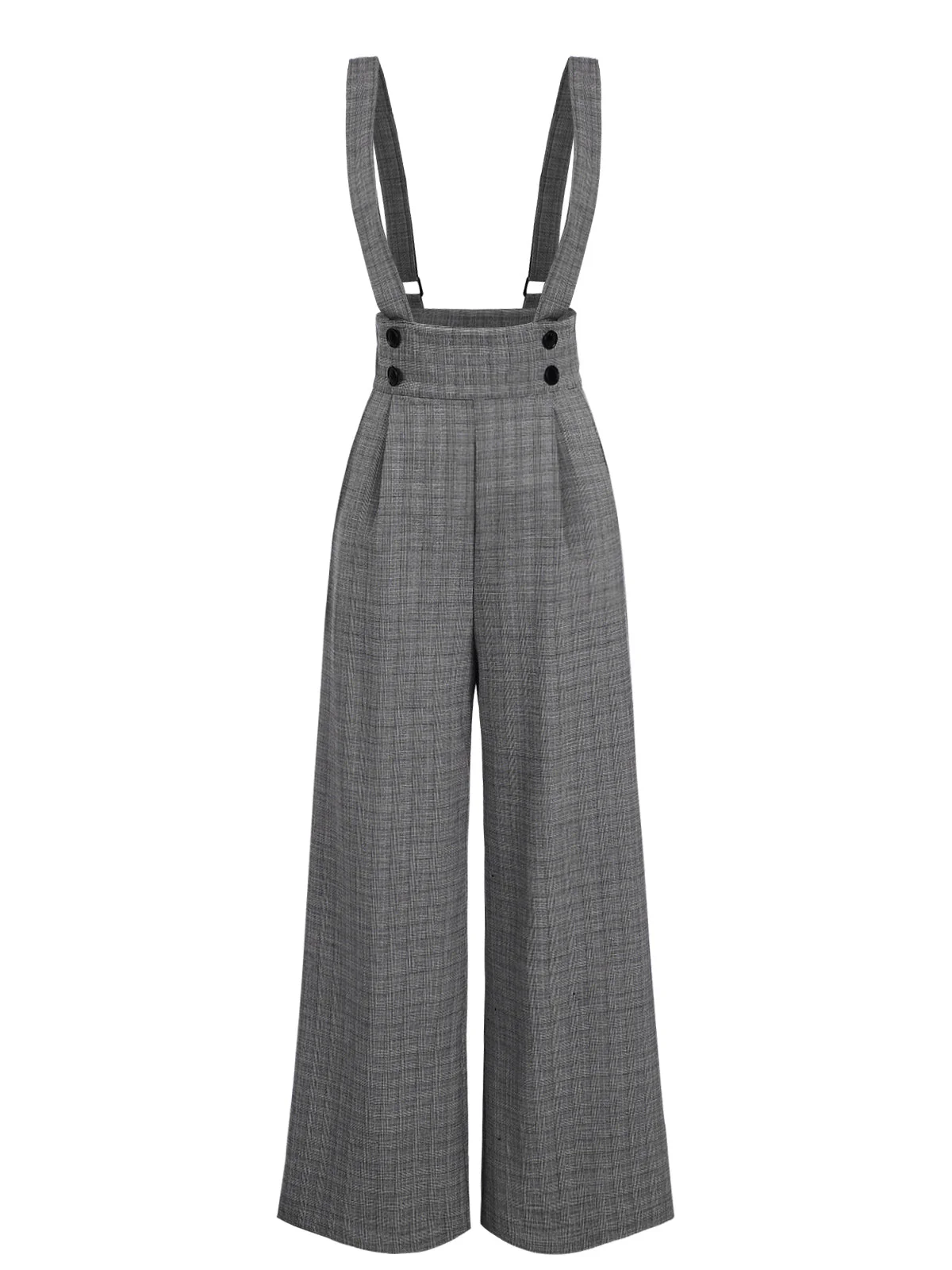 Pantalon salopette boutonné à carreaux Glen gris des années 40 - Image 2