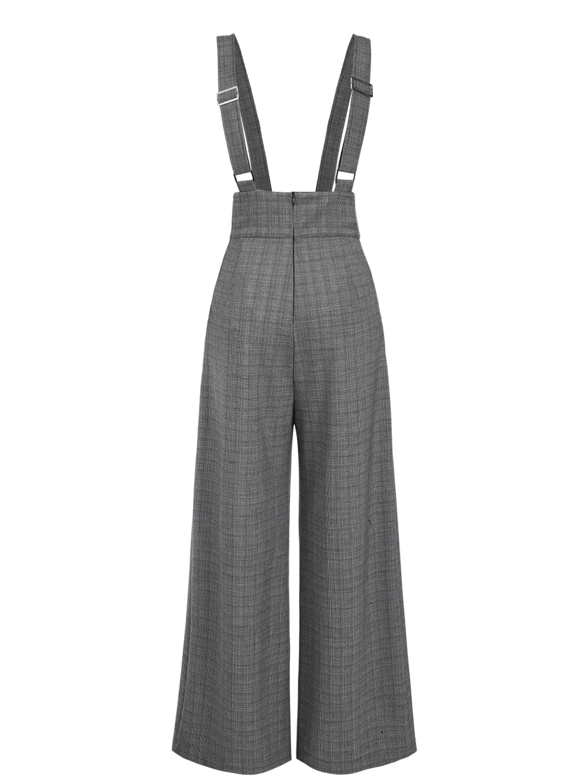 Pantalon salopette boutonné à carreaux Glen gris des années 40 - Image 4