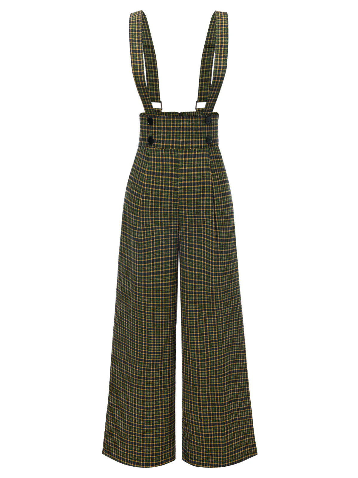 Pantalon salopette boutonné à carreaux Glen gris des années 40 - Image 9
