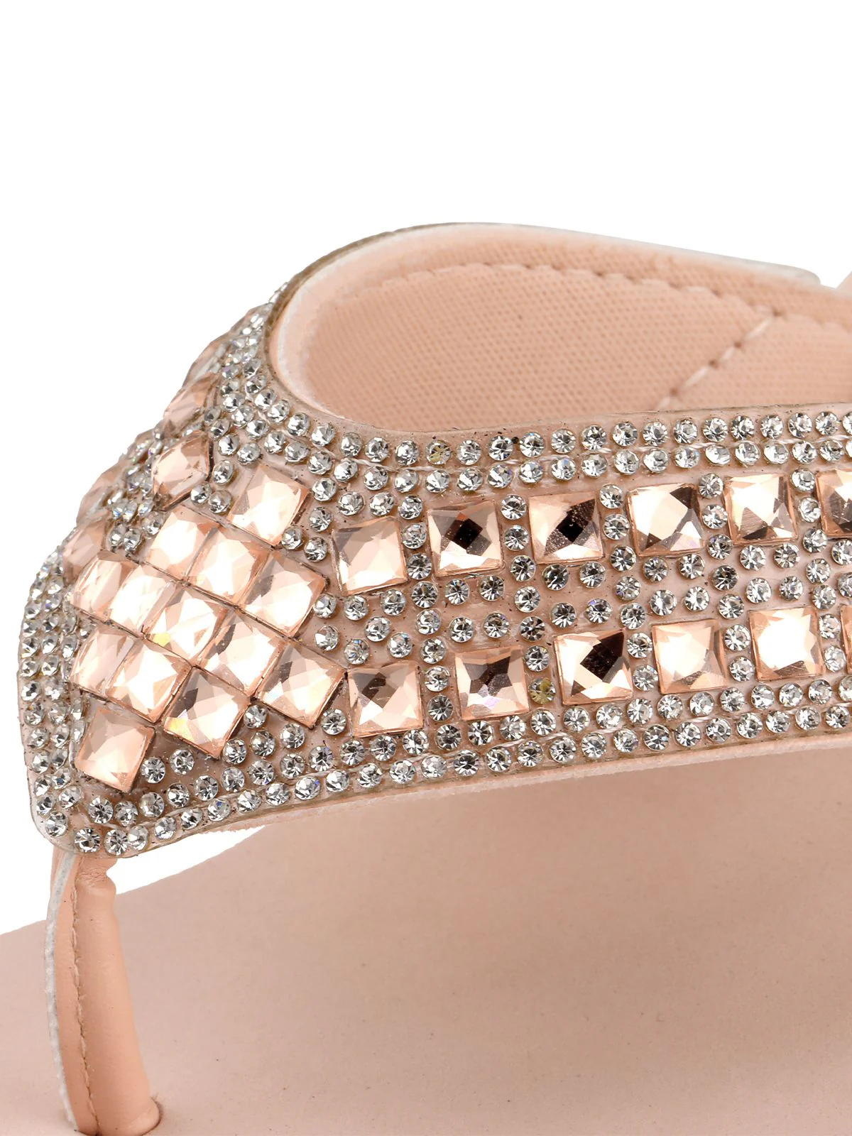 Pantoufles tongs compensées en strass - Image 4