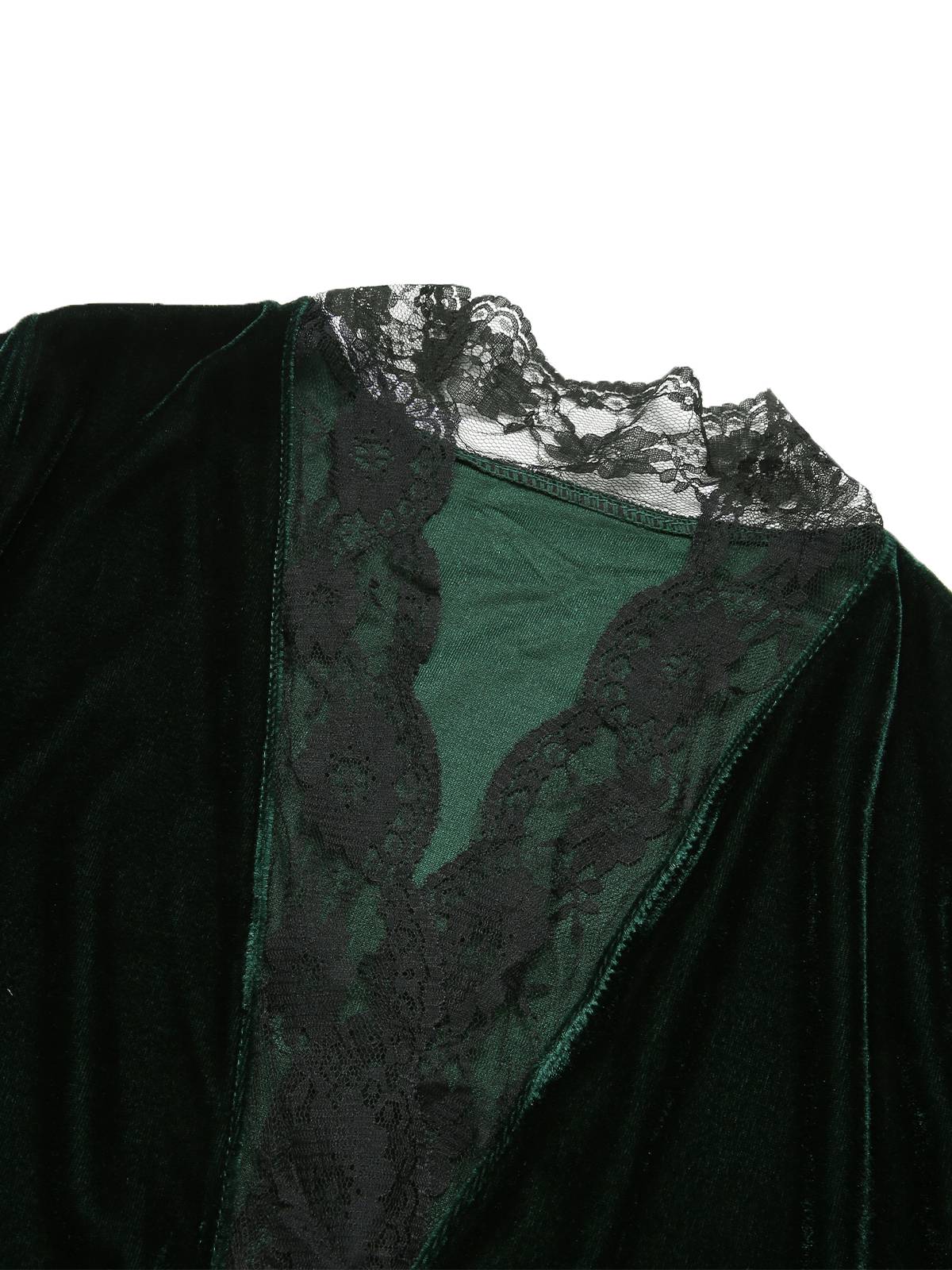 Peignoir de nuit en velours avec bordure en dentelle des années 1970 - Image 12