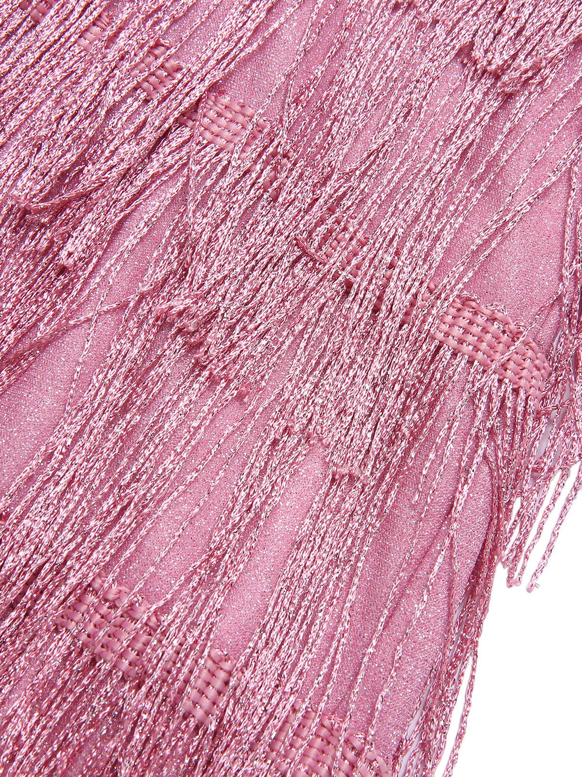 Robe rose à bretelles spaghetti et col en V à franges des années 1920 - Image 5