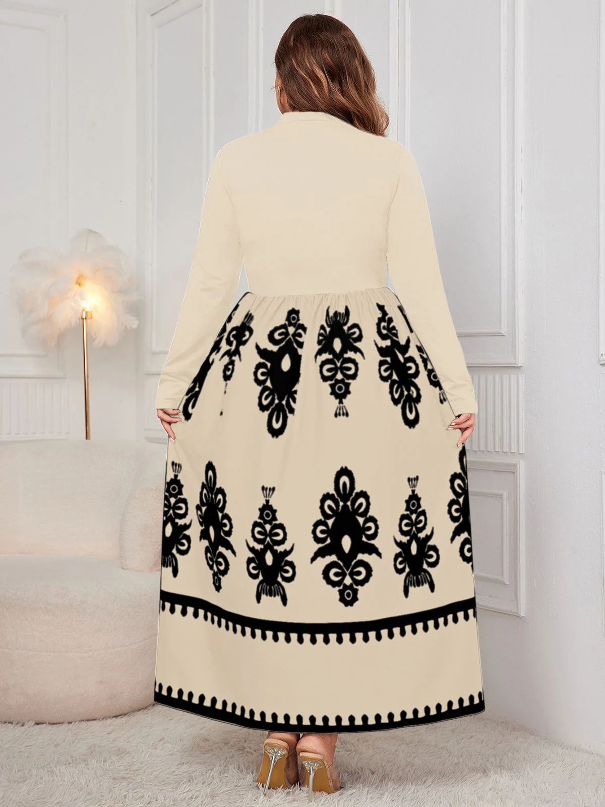 [Grande taille] Robe patchwork à imprimé géométrique des années 1950 - Image 10