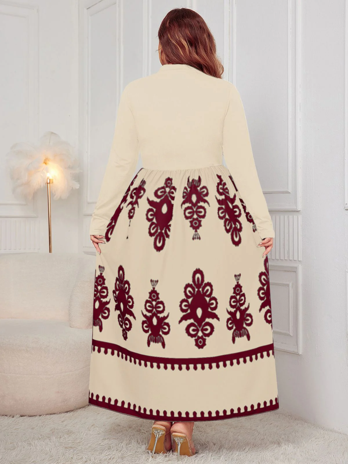 [Grande taille] Robe patchwork à imprimé géométrique des années 1950 - Image 15