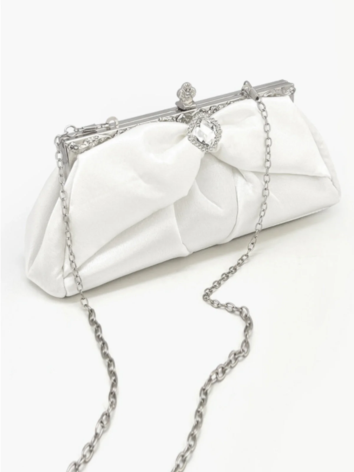 Pochette de soirée plissée blanche vintage - Image 3
