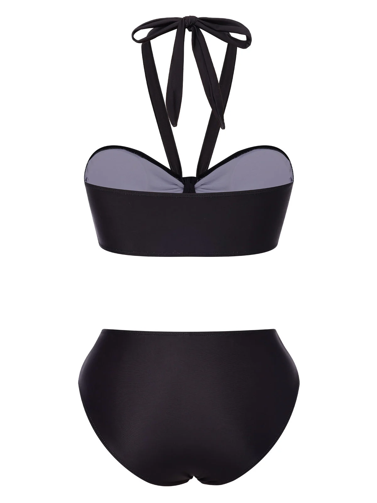 Ensemble bikini dos nu noir à motif main de squelette des années 1970 - Image 3