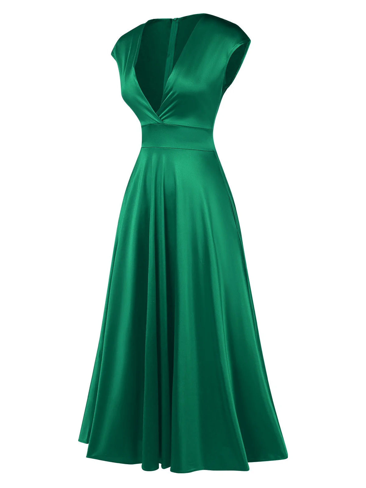 Robe en satin col en V profond rose des années 1950 - Image 11