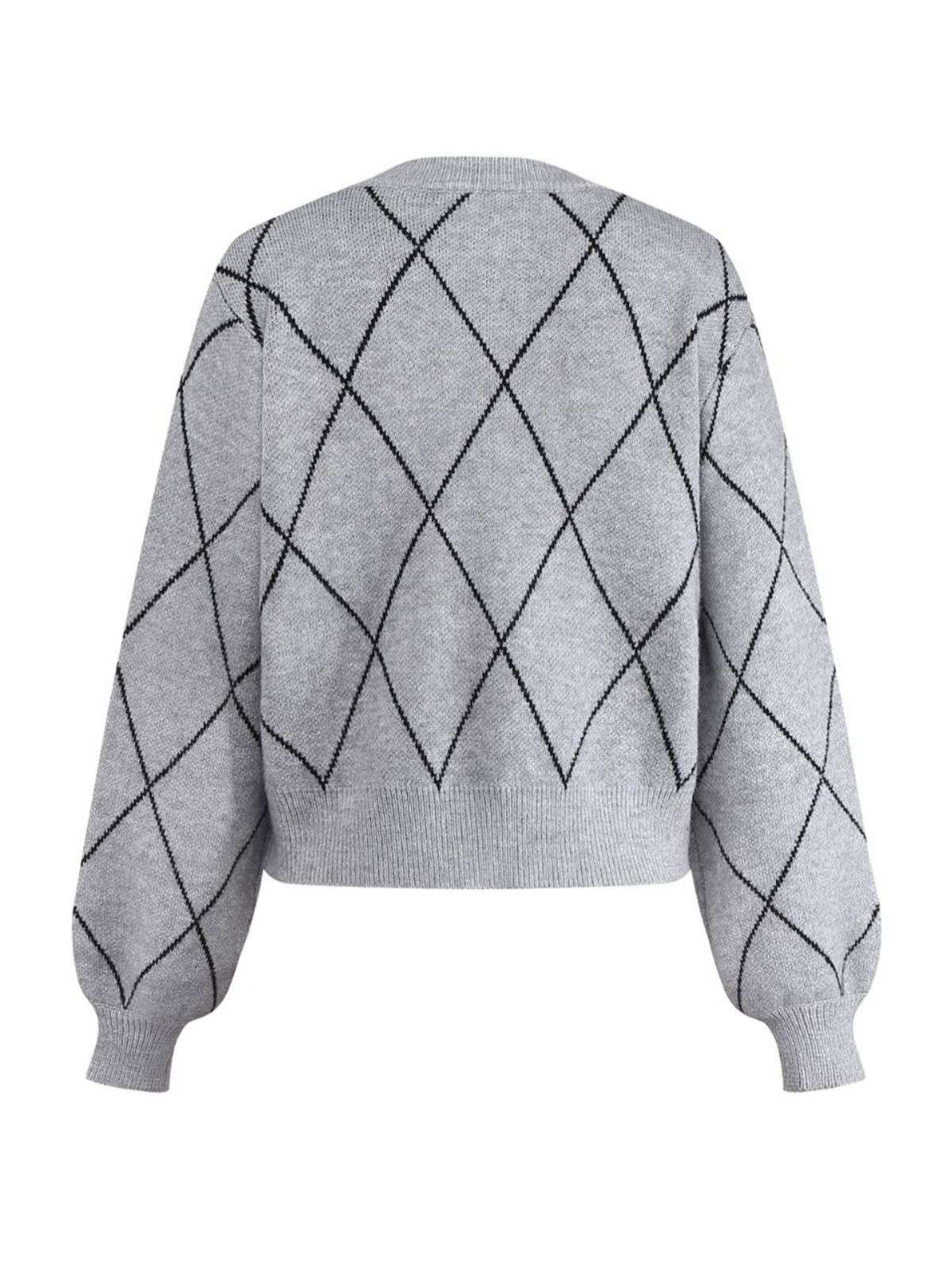 Pull-over gris à col rond et nœud papillon années 1950 - Image 3