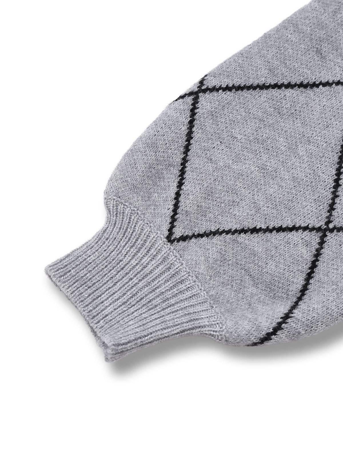 Pull-over gris à col rond et nœud papillon années 1950 - Image 5