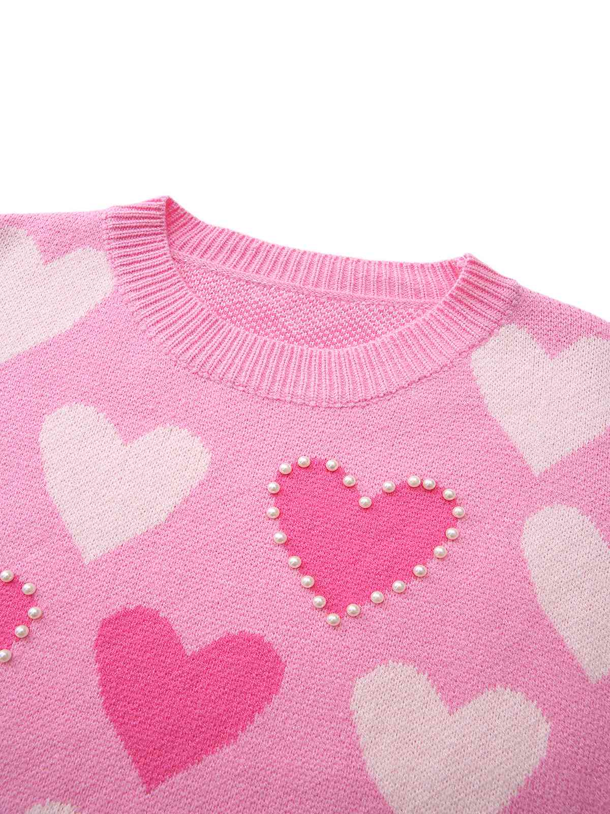 Pull rose perles en forme de cœur années 1950 - Image 4