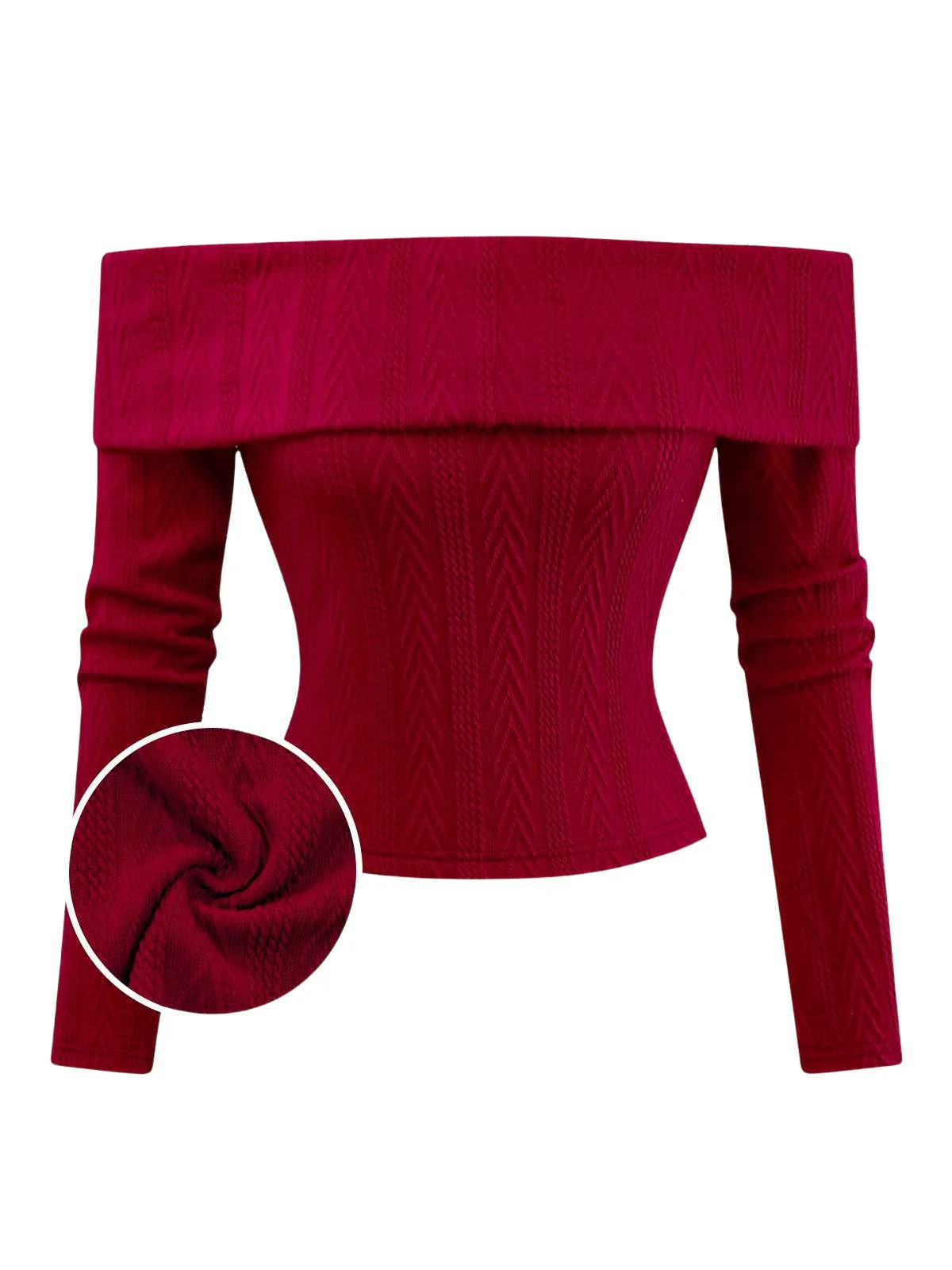 Pull tricoté rouge à épaules dénudées années 1950 - Image 2