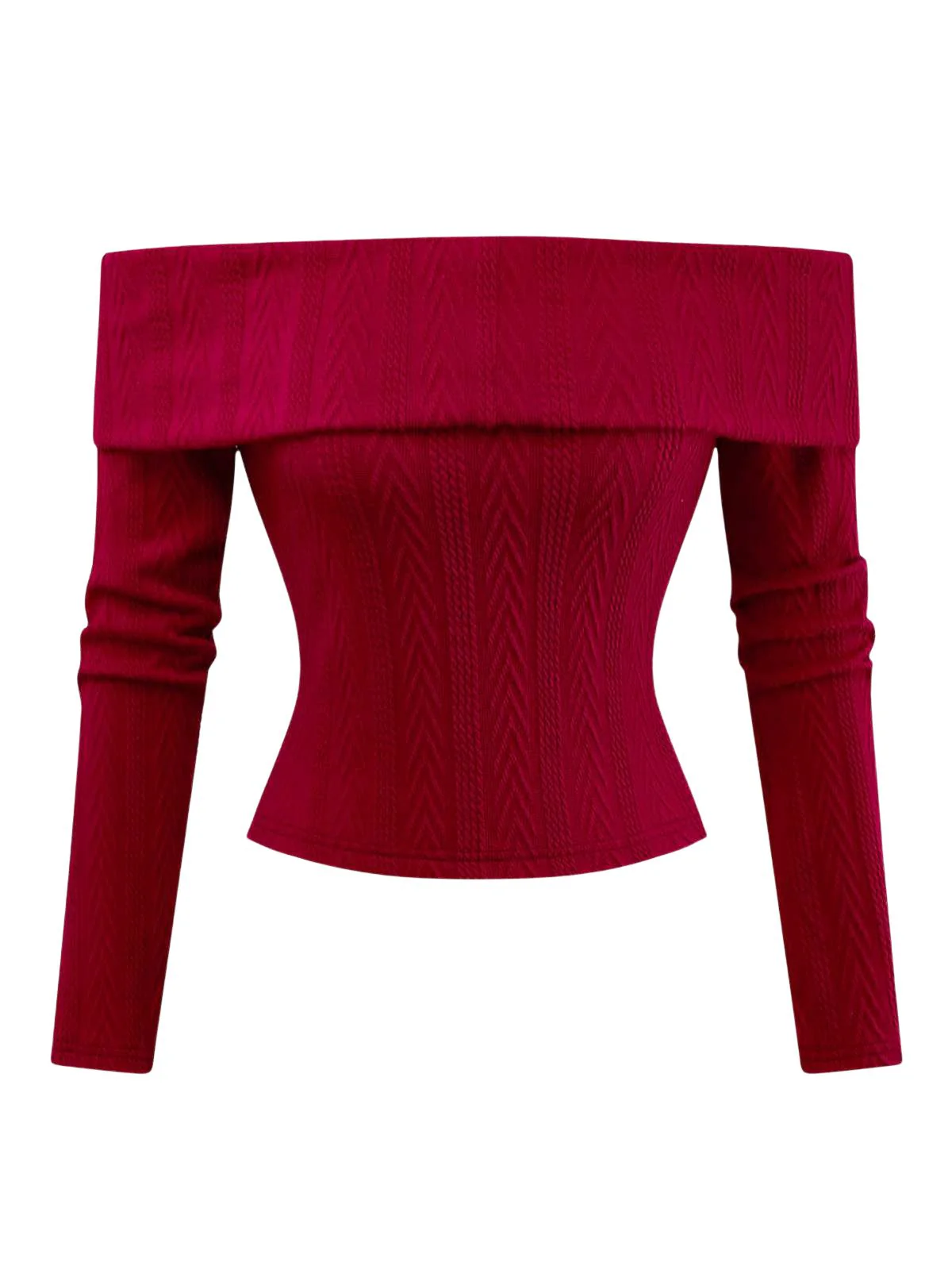 Pull tricoté rouge à épaules dénudées années 1950 - Image 3