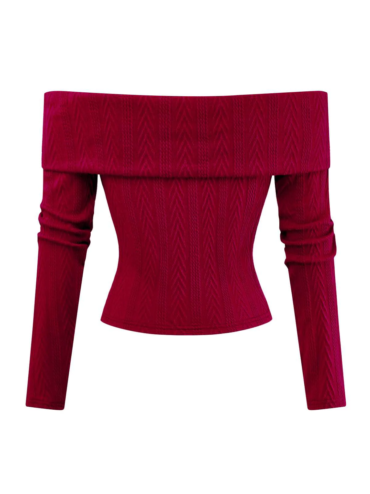 Pull tricoté rouge à épaules dénudées années 1950 - Image 5