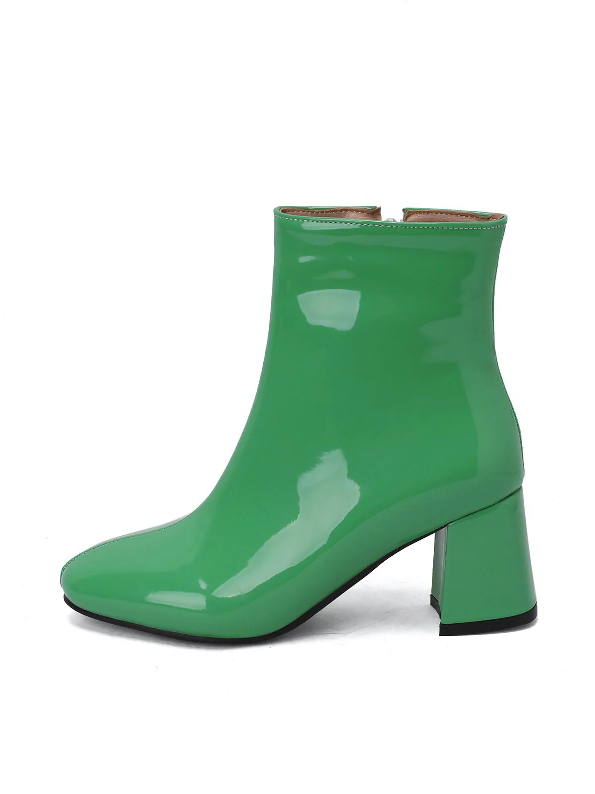 Bottines à talons épais en cuir verni rétro - Image 11