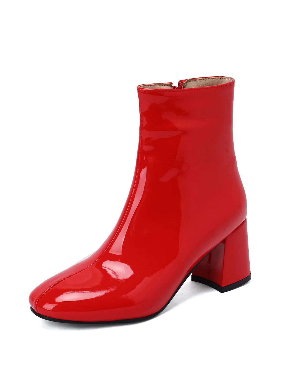 Bottines à talons épais en cuir verni rétro - Image 7
