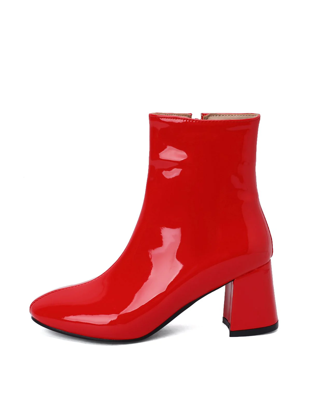 Bottines à talons épais en cuir verni rétro - Image 9